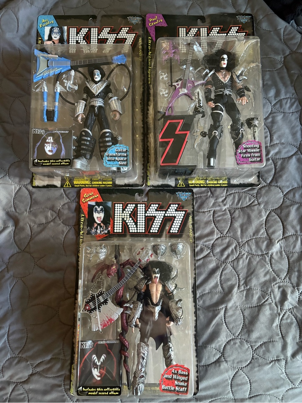 Kiss Action Figures Set - Black, Silver, Blue & Purple